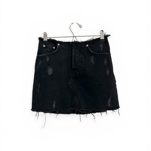 BDG Dresses & Skirts - Urban Outfitters BDG Black Denim Raw Edge Mini Skirt Button Fly XS